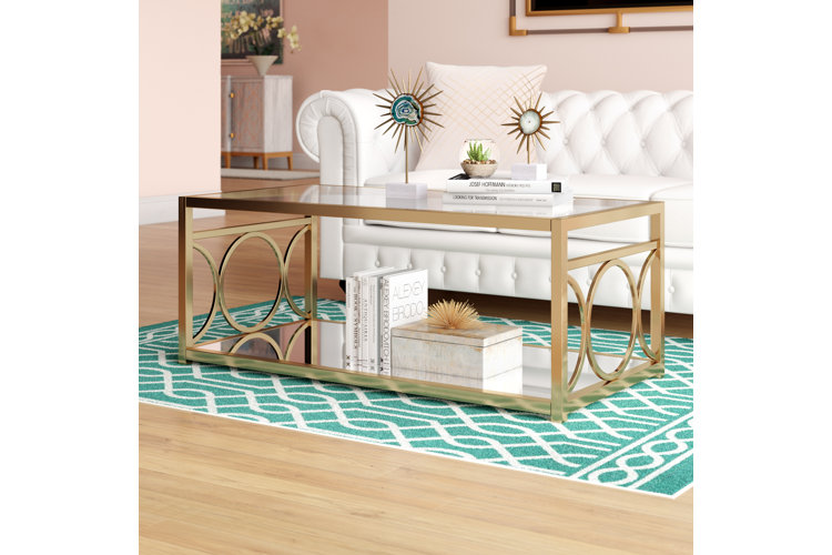 Wayfair gold and store glass coffee table